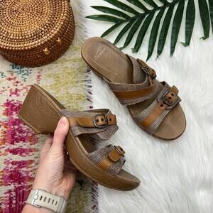Dankso Neutral Brown Slip On Buckle Platform Heeled Sandal 40 9.5/10